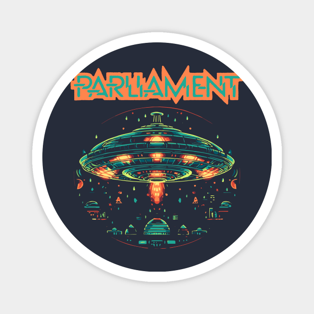 Parliament Funkadelic Retro Mothership UFO Rock Funk Throwback Magnet by robotbasecamp